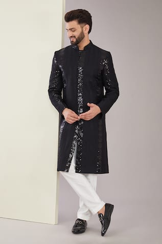 Kasbah x AZA Silk Stripe Embroidered Sherwani 