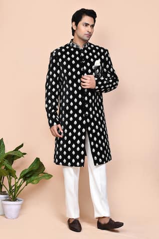 Floral Thread Embroidered Sherwani Set 