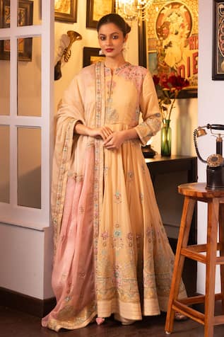House Of Supriya Pearl Floral Embroidered Anarkali With Dupatta 