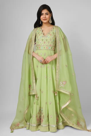 HOUSE OF SUPRIYA Hand Embroidered Anarkali With Dupatta 