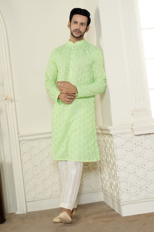 Kasbah x AZA Geometric Chikankari Thread Work Kurta Set 