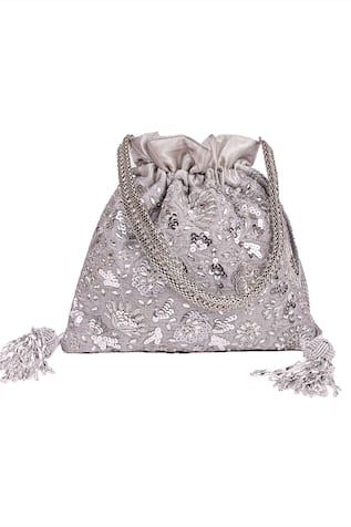 The Pink Potli Wildflower Sequin Embellished Potli Bag 