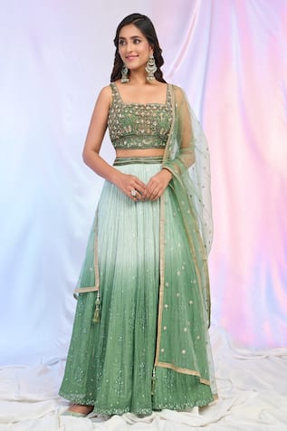 Alaya Advani Embroidered Ombre Lehenga Set 