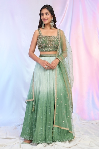 Alaya Advani Embroidered Ombre Lehenga Set