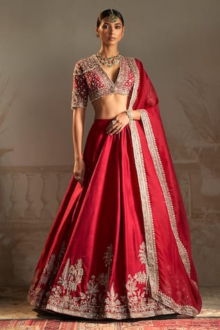 Ridhi Mehra Moga Zardozi Floral Blossom Embroidered Lehenga Set 