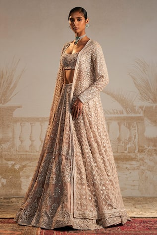 Ridhi Mehra Gallaan Sequin Embroidered Bridal Jacket Lehenga Set 