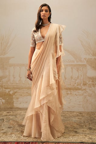 Ridhi Mehra Sneh Ruffle Pre-Draped Saree With Blouse 