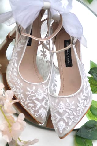 Aleena Blossom Embroidered Strap Heels 