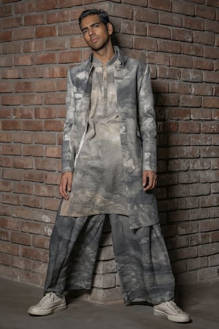 Balance by Rohit Bal Abstract Print Long Jacket 