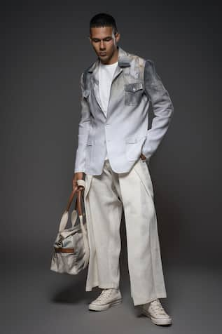 Balance by Rohit Bal Abstract Print Linen Jacket 