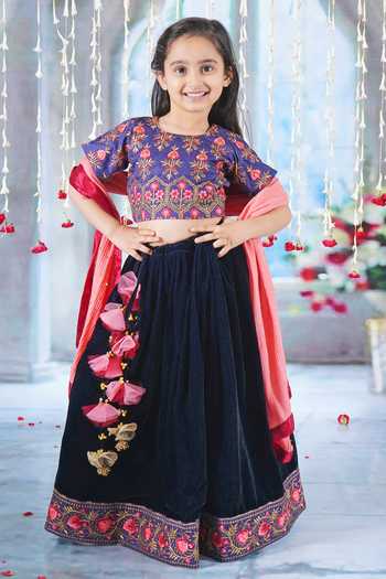 Little Bansi Bageecha Floral Thread Work Blouse Lehenga Set 
