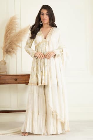 Priyanka Jain Embroidered Peplum Kurta Sharara Set 