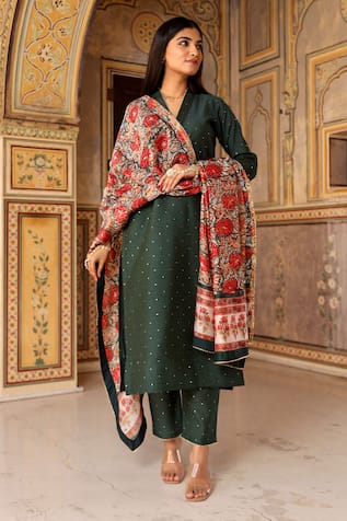 ASRUMO Chanderi Embroidered Kurta Set 