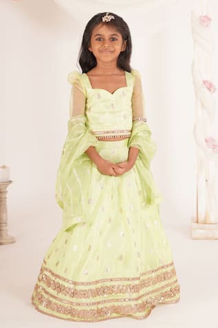 Leaf Woven & Embroidered Lehenga Set 