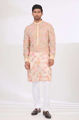 Floral Threadwork Kurta & Pant Set 