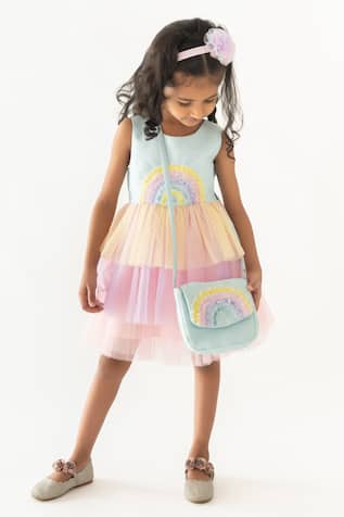 A Little Fable Rainbow Ombre Tiered Dress 