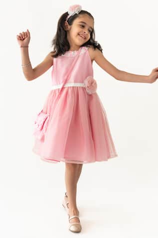 A Little Fable Stardust Floral Applique Layered Dress 