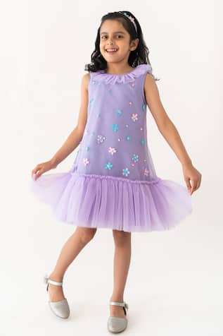 A Little Fable Dainty Garden Floral Sequin Embellished Dress 