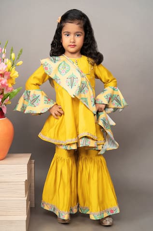 Floral Pattern Kurta Sharara Set 