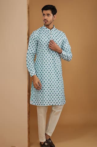Ikat Printed Kurta Set For Kids
