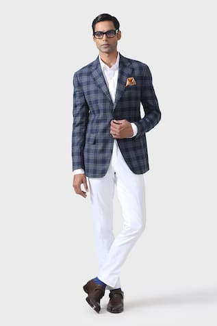 Checkered Lapel Collar Tuxedo Jacket 