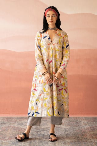 Swatti Kapoor Manal Floral Hand Block Print Kurta 