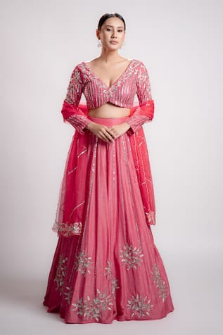 Harshita Jain Floral Hand Embroidered Lehenga Set 