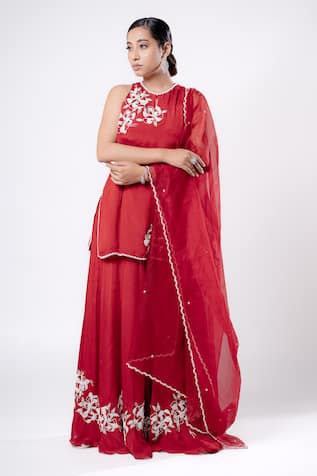 Harshita Jain Floral Hand Embroidered Kurta Sharara Set 