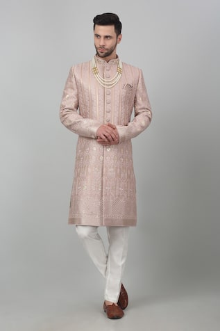 Aham-Vayam Gulposh Thread Embroidered Sherwani Set 