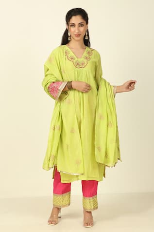 Tashee Chanderi Kurta Pant Set 