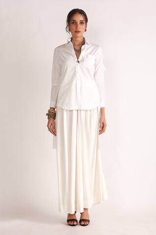 House Of Three Ida Panelled High-Low Shirt 
