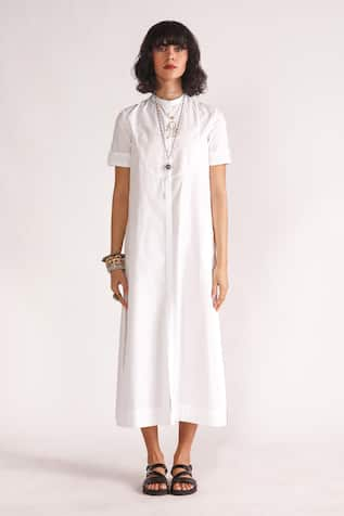 House of Three Delphini Band Collar Tunic Dress 