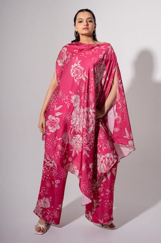 saangi by shubhangi Floral Print Kaftan Top & Palazzo Set 