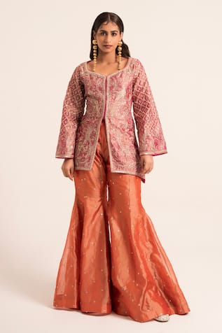 Ruhr India Sequin Embroidered Kurta & Sharara Set 