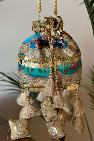 Bhavna Kumar Tassel & Coin Embellished Potli Bag 