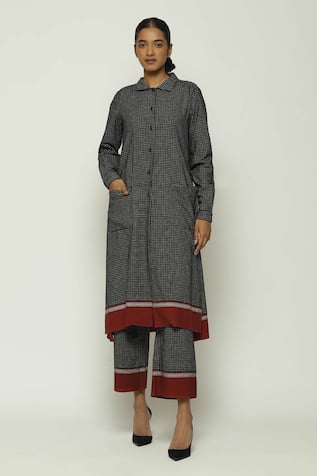 Abraham & Thakore Checkered Pattern Shirt Kurta 