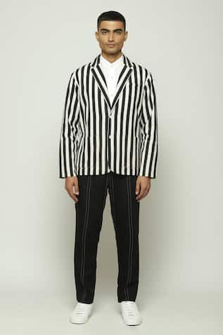 Abraham & Thakore Double Ikat Striped Jacket 