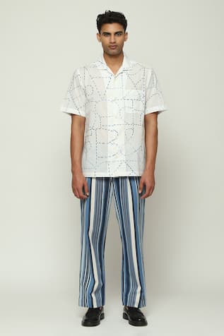 Abraham & Thakore Woven Balance Striped Trouser 