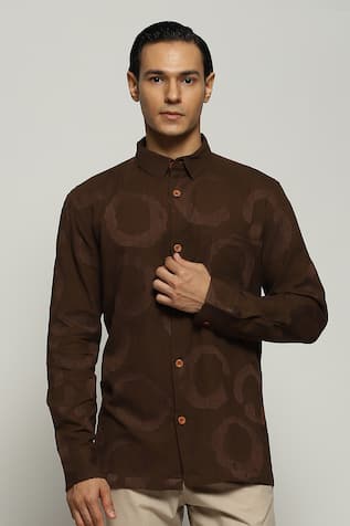 Abraham & Thakore Organic Ring Pattern Shirt 