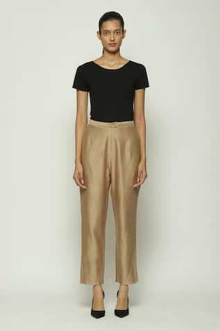 Abraham & Thakore Chanderi Plain Trouser 