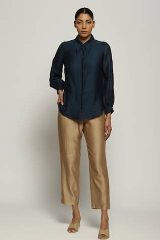 Abraham & Thakore Chanderi Plain Shirt 