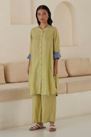 Surmaye Endless Laughter Stripe Woven Kurta & Pant Set 