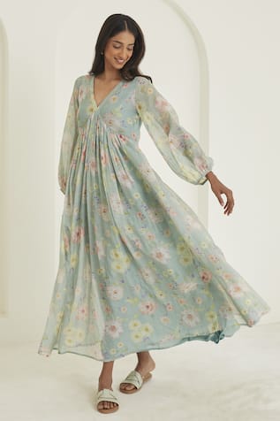 Surmaye Gratitude Handpainted Floral Pattern Dress 