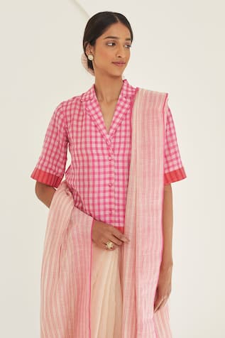 Surmaye Gingham Checkered Shirt Blouse 