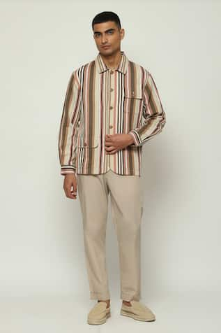 Abraham & Thakore Balance Striped Woven Jacket 