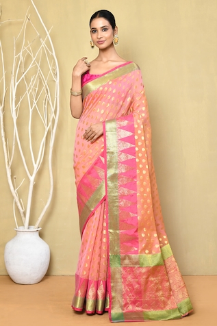 Nazaakat by Samara Singh Polka Dot Woven Saree With Running Blouse