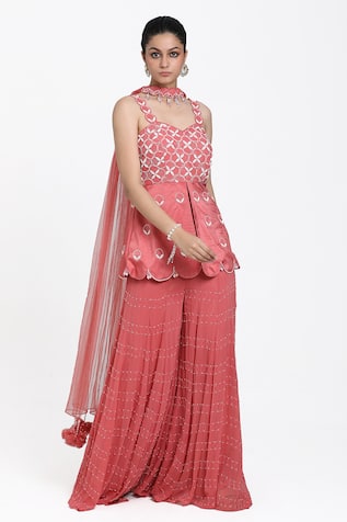 Nitisha Kashyap Official Hand Embroidered Kurta Sharara Set 
