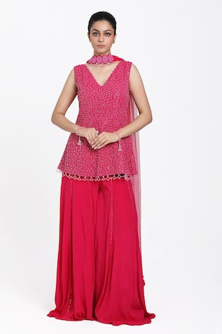 Nitisha Kashyap Official Mirror Embroidered Kurta Sharara Set 
