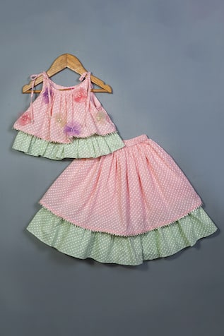 Label Neeti Stripe Print Top & Lehenga Set 