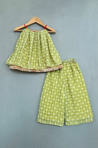 Geometric Print Top & Palazzo Set 